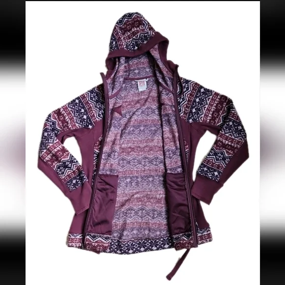Avalanche Womens Fair Isle Full Zip Hooded Cozy Sweater Jacket, Size Large - Picture 4 of 8